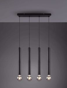 Lampada a sospensione per tavolo da pranzo cilindri nero design minimale