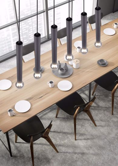 Lampada per tavolo da pranzo 4 sospensioni cilindri nero cucina moderna
