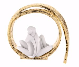 Scultura da tavolo design moderno coppia innamorati 30cm vortice oro