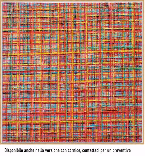 Quadro astratto tela 100x100 per soggiorno multicolore fatto a mano moderno