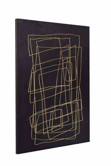 Quadro astratto moderno sfondo nero decoro oro tela 90x120