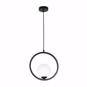 Lampade sospensione design moderna nera sfera vetro bianco