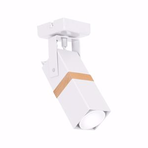 Faretto da soffitto orientabile bianco inserti legno squadrato gu10 led