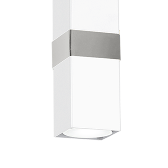 Lampade a sospensione tre luci bianca quadrate inserti cromo lucido moderna