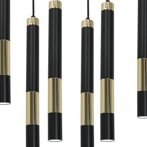 Lampadario per soggiorno cilindri nero oro 8 luci da tavolo contemporaneo