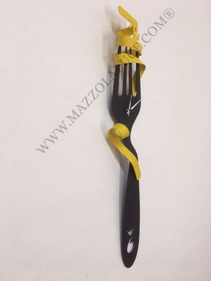 Orologio da cucina moderno forchetta metallo nero giallo