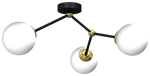 Plafoniera elegante moderna nero oro 3 luci sfere vetro