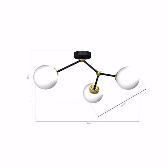 Plafoniera elegante moderna nero oro 3 luci sfere vetro