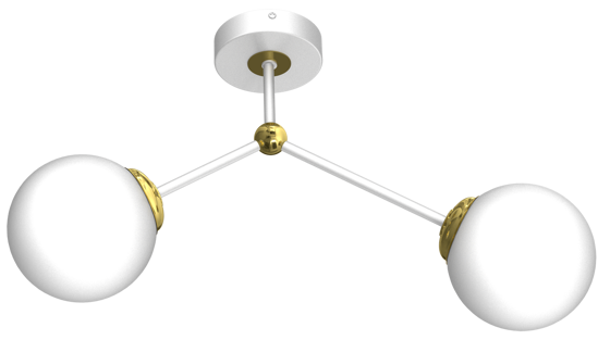 Plafoniera due luci bianco oro lucido design dna moderna per interni