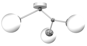 Plafoniera moderna dna 3 luci bianca inserti cromo sfere vetro bianco
