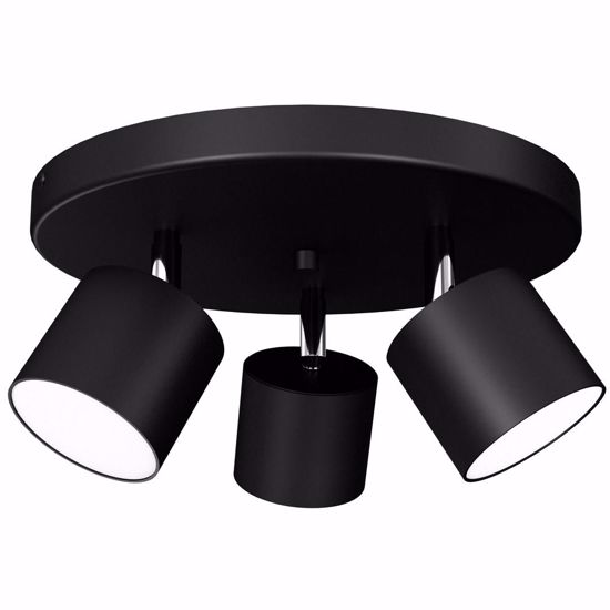 Plafoniera nera moderna tre faretti direzionabili rotonda lampadine gx53 led