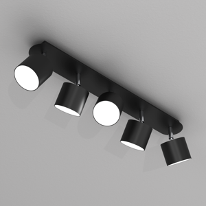 Plafoniera barra nera con 5 faretti gx53 led orientabili moderna per interni