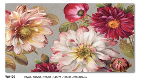 Quadro moderno fiori colorati stampa su tela 140x70