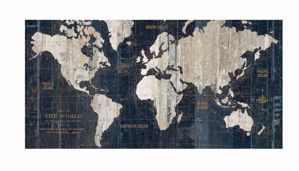 Quadro moderno planisfero 70x40 stampa su tela mappa del mondo per soggiorno