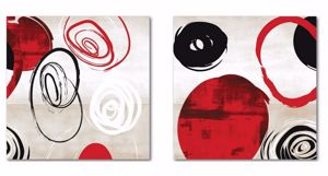 Coppia di quadri moderni 70x70 astratti con decoro pittorico stampa su ecopelle