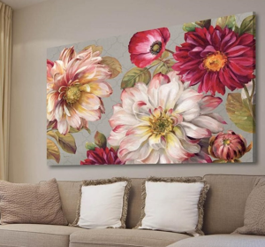 Quadro grandi fiori tema floreale 100x50 stampa su tela semplice