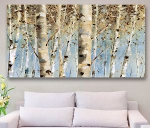 Quadro astratto moderno 120x90 paesaggio alberi stampa su tela