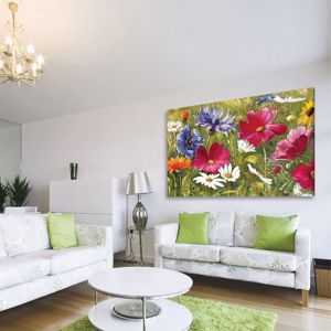 Quadro moderno 100x50 prato fiori colorati stampa su tela