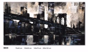 Quadro moderno 112x62 ponte di brooklyn stampa su tela cornice bianco lucido