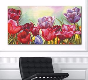 Quadro moderno fiori colorati 100x50 stampa su tela