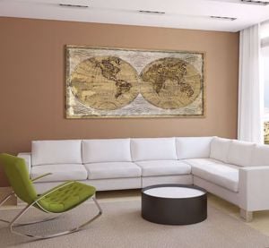 Quadro planisfero mappa del mondo 120x90 stampa su tela per soggiorno