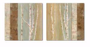 Coppia di quadri 100x100 natura morta alberi stampa su tela quadrata