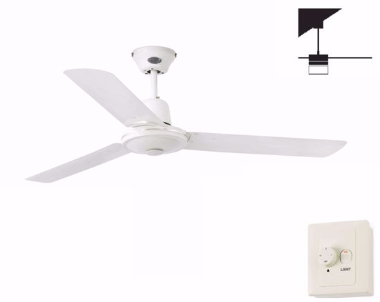 Ventilatore da soffitto bianco fino a 17mq con pale 120cm comando a parete