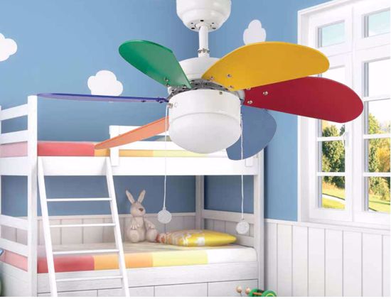 Ventilatore da soffitto con luce 13mq per cameretta comando con catena