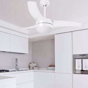 Ventilatore da soffitto 13mq moderno bianco con luce telecomando pale 105cm