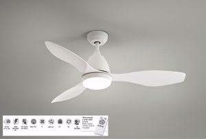 Ventilatore da soffitto 17mq bianco con luce silenzioso 130cm telecomando