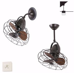 Ventilatore da parete 13mq pale marrone 43cm comando a parete