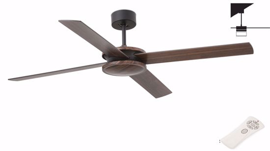 Ventilatore a soffitto 28mq pale bicolore nero marrone 132cm con telecomando