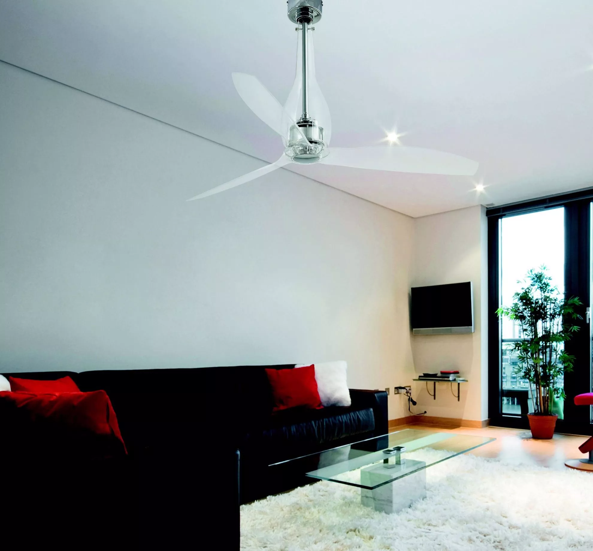 Ventilatore soffitto 17mq silenzioso di vetro pale trasparenti 128cm  telecomando - 8AE