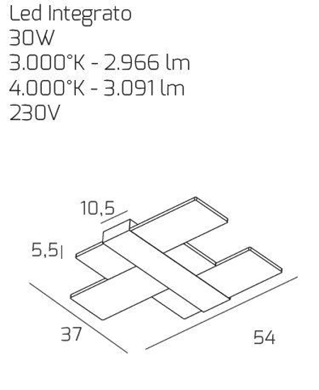 Toplight flight plafoniera moderna silver per soggiorno luce led 3000k 4000k