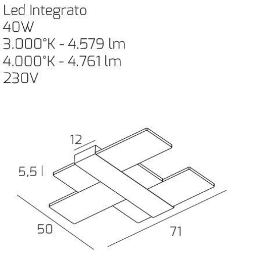 Toplight flight plafoniera per salotto led 40w moderna 3000k 4000k