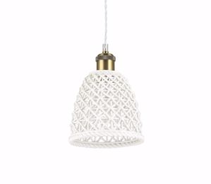 Lugano sp1 d16 ideal lux lampadario da cucina in ceramica bianca 16cm cavo tessuto