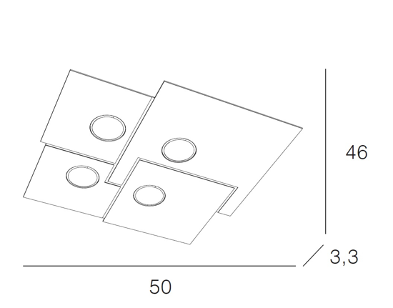 Plafoniera led 4 luci plate top light antracite quadrata moderna