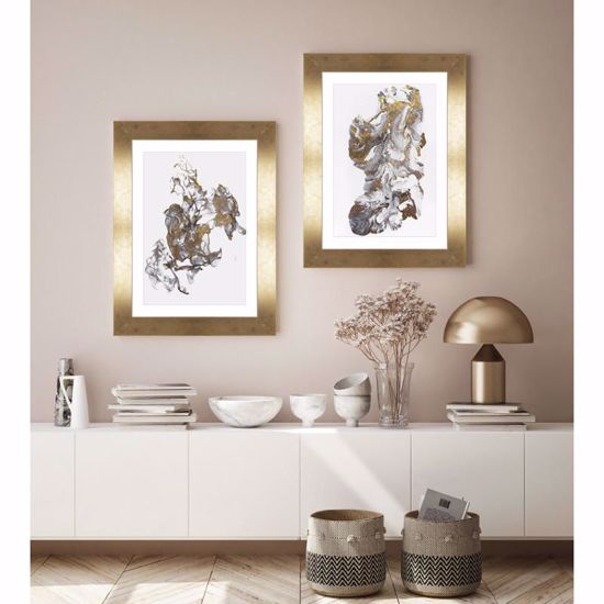 Quadro astratto lusso verticale elegante 63x83 cornice oro per soggiorno