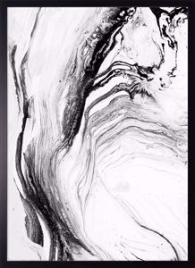 Quadro astratto moderno bianco e nero soggiorno canvas 53x73 verticale cornice nera