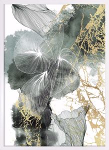 Quadri astratti canvas verticale fiori verdi 53x73 cornice bianca moderno