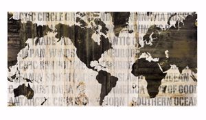 Quadro mappa del mondo planisfero 200x120 stampa su tela promozione ultimo pezzo