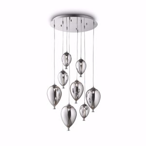 Ideal lux clown sp8 cromo lampadario palloncini vetro effetto specchio design moderno