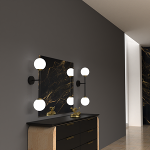 Applique verticale da parete nero oro 2 luci stile contemporaneo