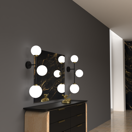 Applique design minimale tre luci verticale nero oro stile contemporaneo