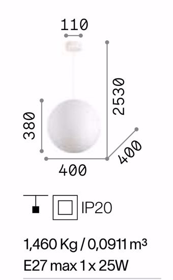 Lampada sospensione sfera policarbonato bianco effetto carta 40cm