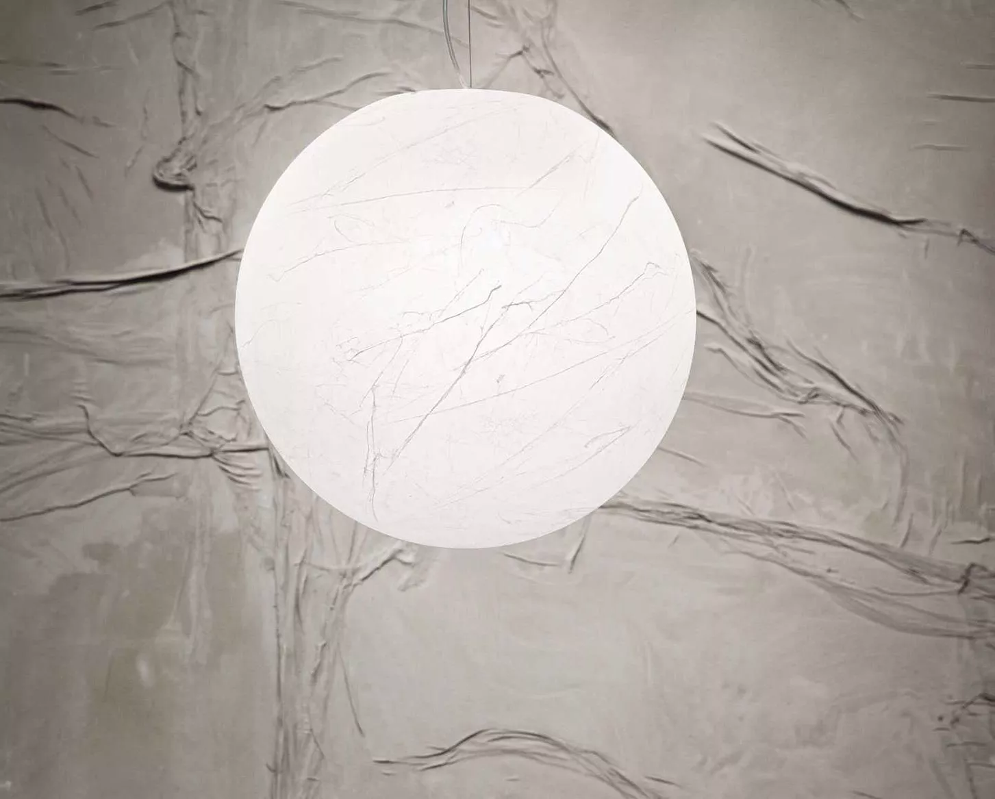 Lampada a sospensione sfera bianca materiale plastico effetto carta 50cm -  6FBD
