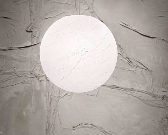 Lampada a sospensione sfera bianca materiale plastico effetto carta 50cm
