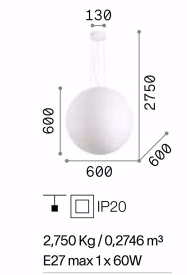 Lampada a sospensione sfera policarbonato bianco 60cm effetto carta