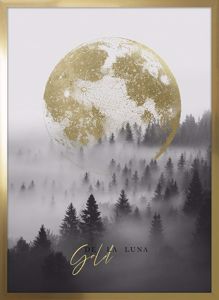 Quadro verticale luna gold 53x73 stampa su legno cornice oro lucido