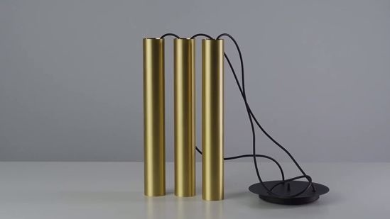Lampada tre cilindri sospensione grappolo oro per tavolo cucina